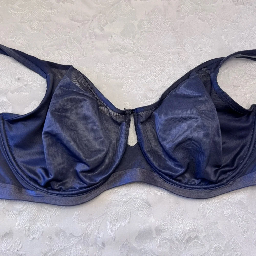 Soma Bra 38DD‎ Unbelievable Lift Scoop Balconette Blue Sheer Unlined Underwire